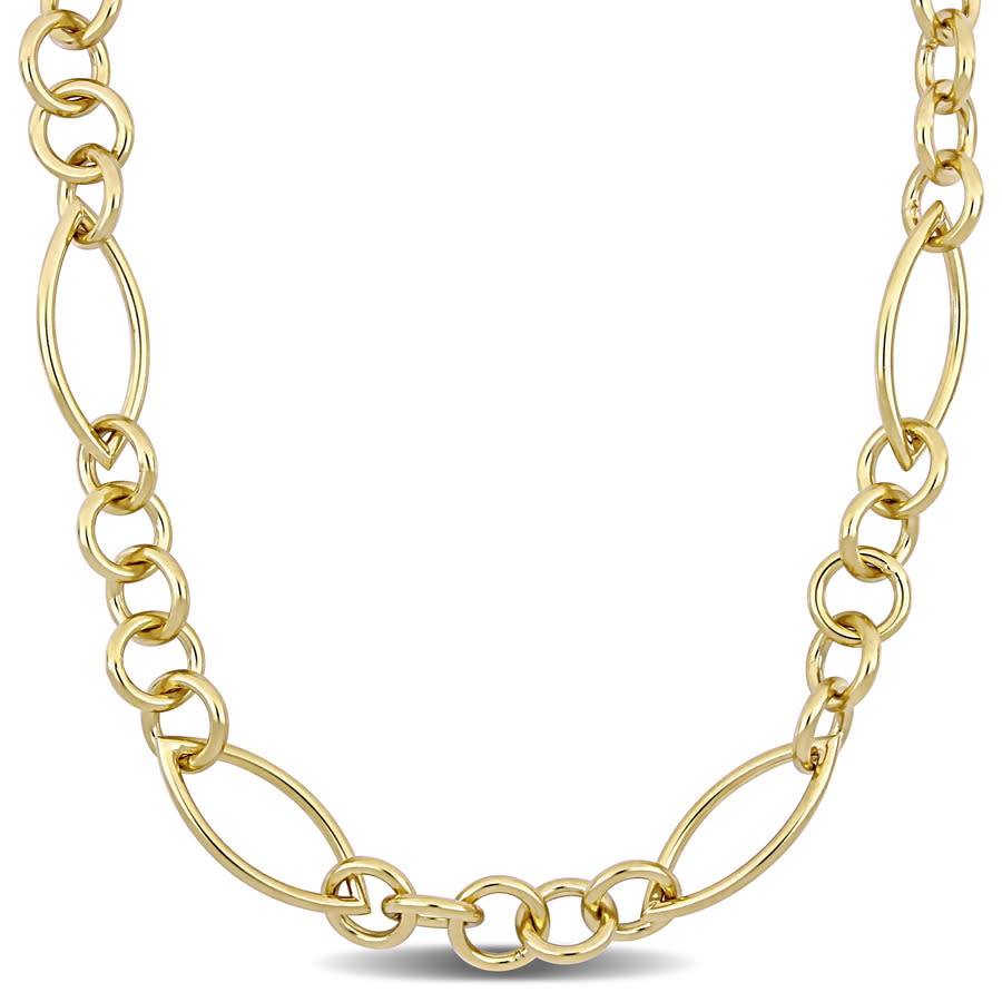 Amour 24 Inch Fancy Link Necklace In Yellow Plated Sterling Silver