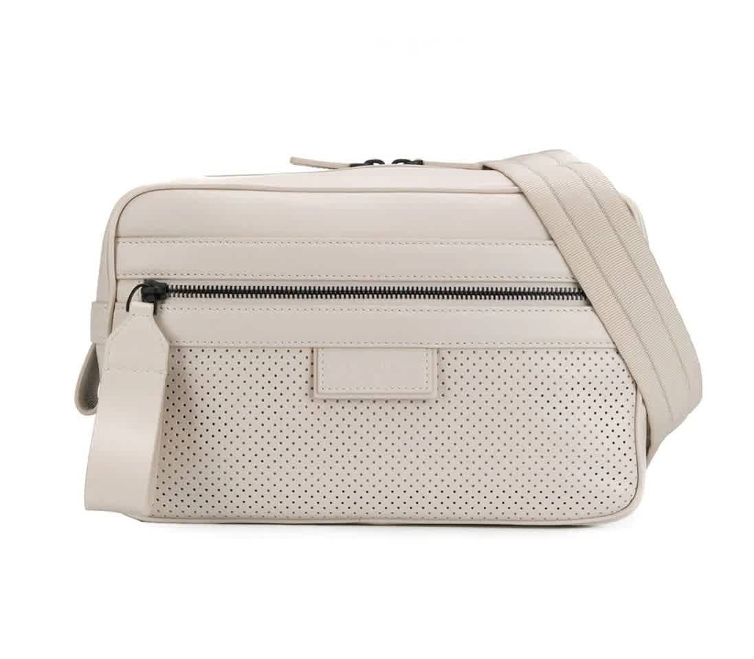 Bottega Veneta Perforated Detail Belt Bag In Grey,white