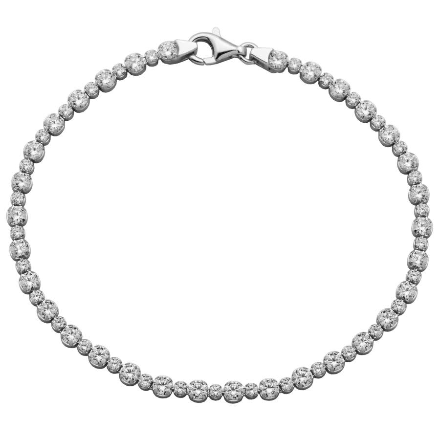 MORGAN & PAIGE RHODIUM PLATED STERLING SILVER CUBIC ZIRCONIA TENNIS BRACELET