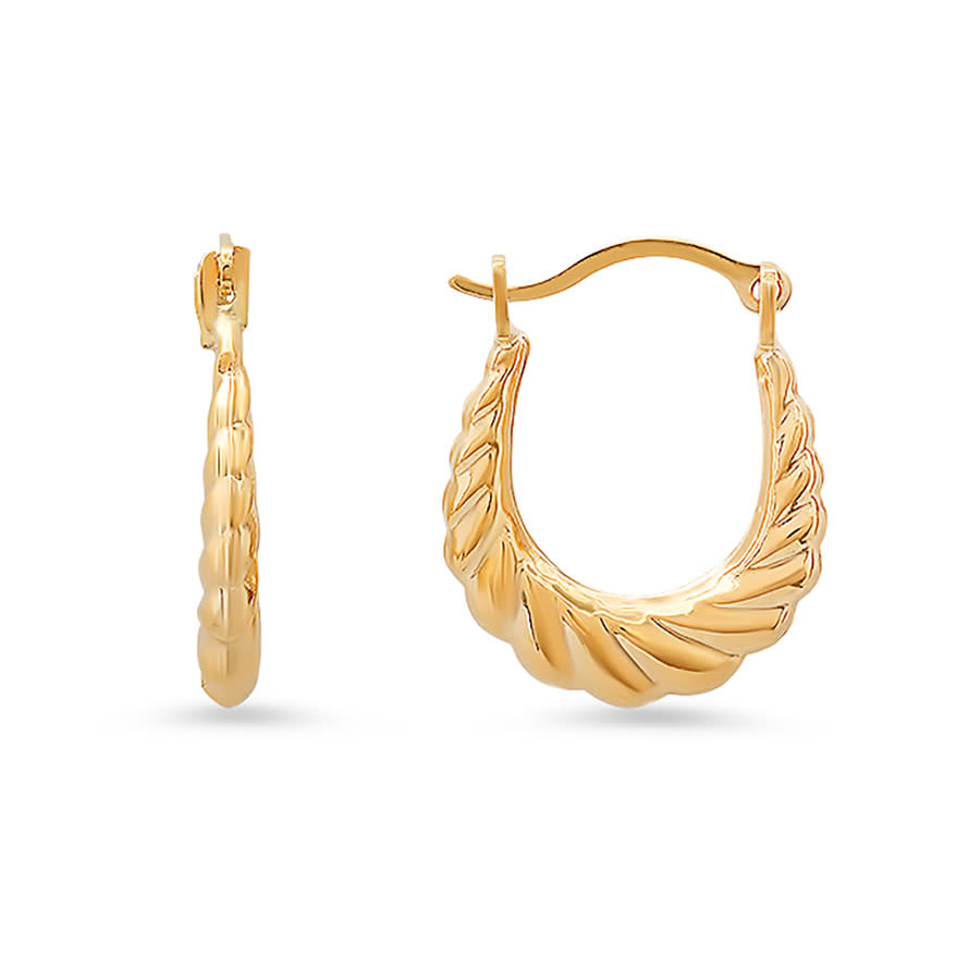 Kylie Harper 10k Yellow Gold Petite 15mm U Shaped Swirl Hoop Earrings In Gold-tone