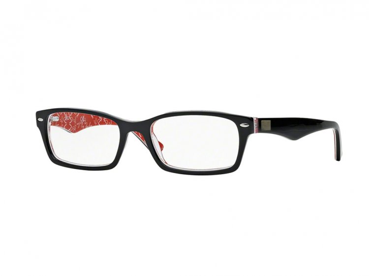 Ray Ban Rb5206 Eyeglasses Black Frame Clear Lenses 52-18 In Red. / Black