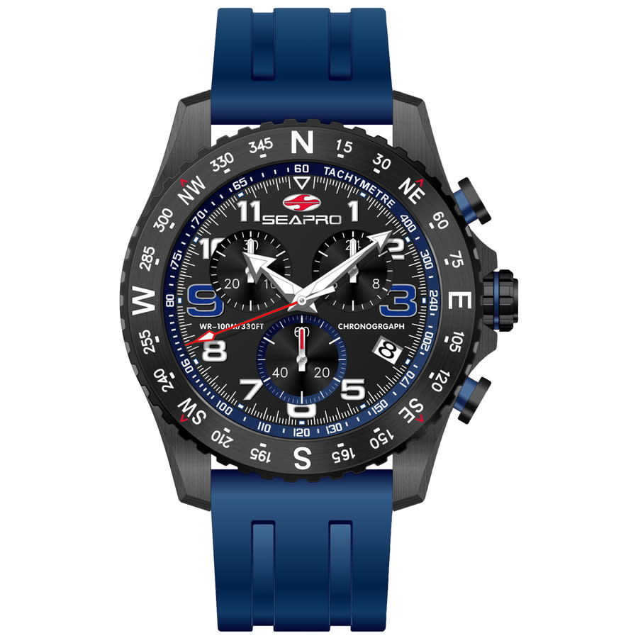 Seapro Men's Gallantry Black Dial Watch In Black / Blue