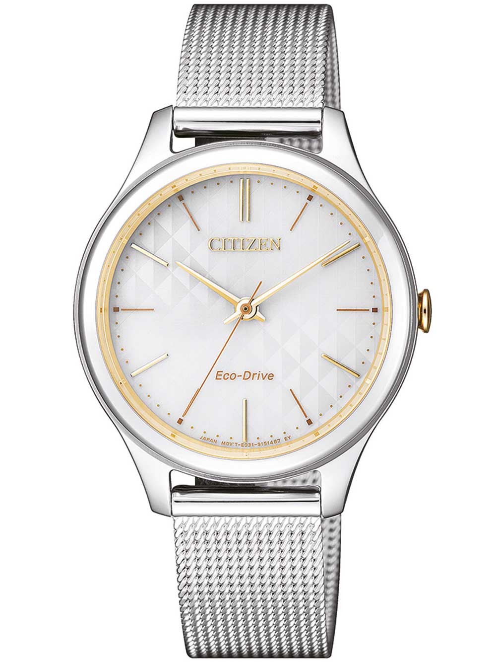 Citizen White Dial Eco-drive White Dial Ladies Watch Em0504-81a In Gold Tone / White