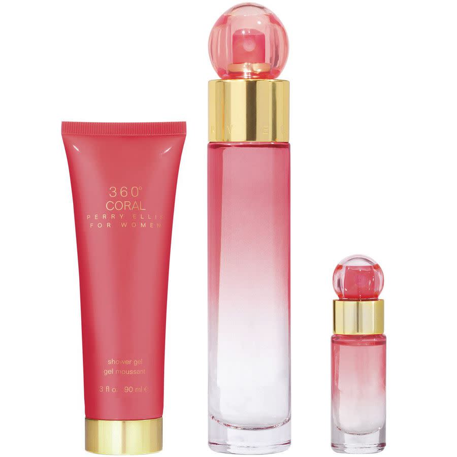 Perry Ellis Ladies 360 Coral Gift Set Fragrances 844061012844 In Coral / Peach / Pink / White