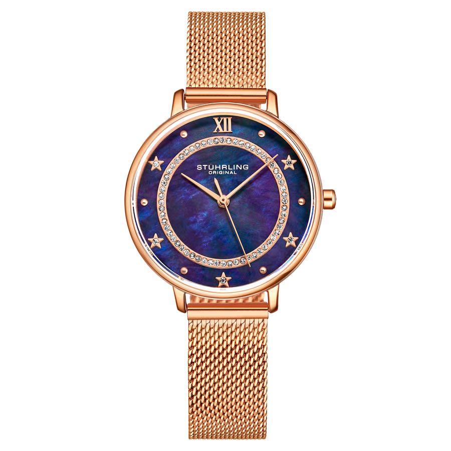 Stuhrling Original Symphony Quartz Blue Dial Ladies Watch M16807 In Blue / Gold Tone / Rose / Rose Gold Tone