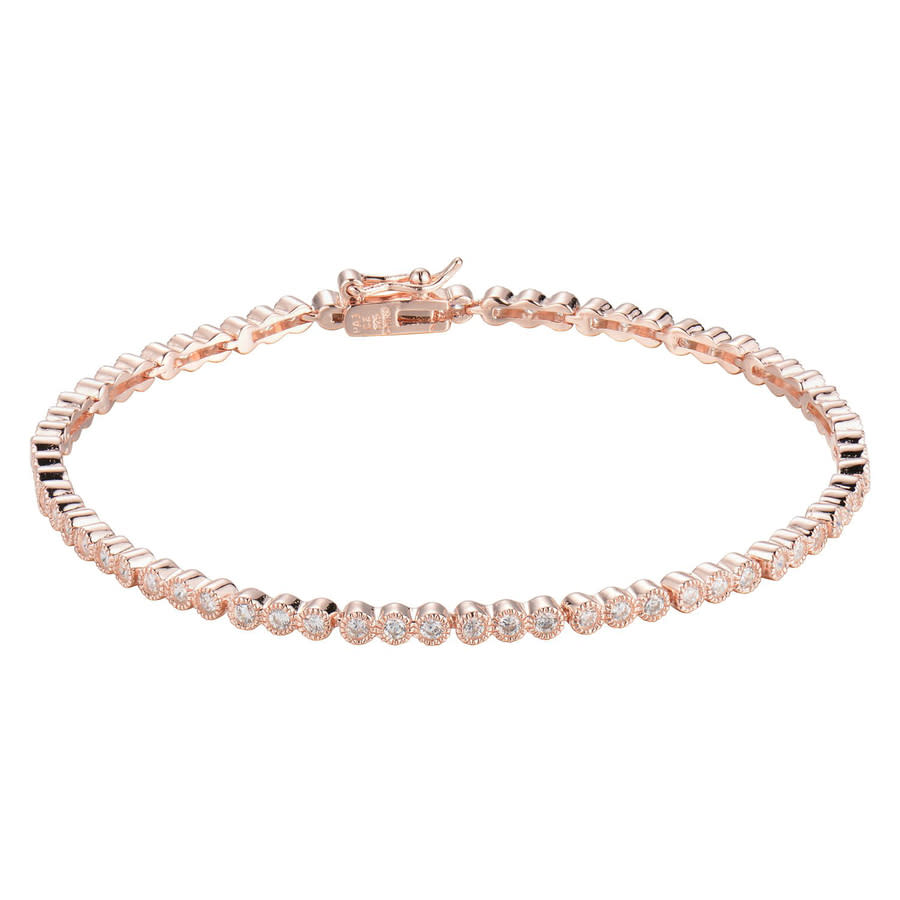 Morgan & Paige Rose Gold Plated Sterling Silver Demi-fine Cubic Zirconia Tennis Bracelet