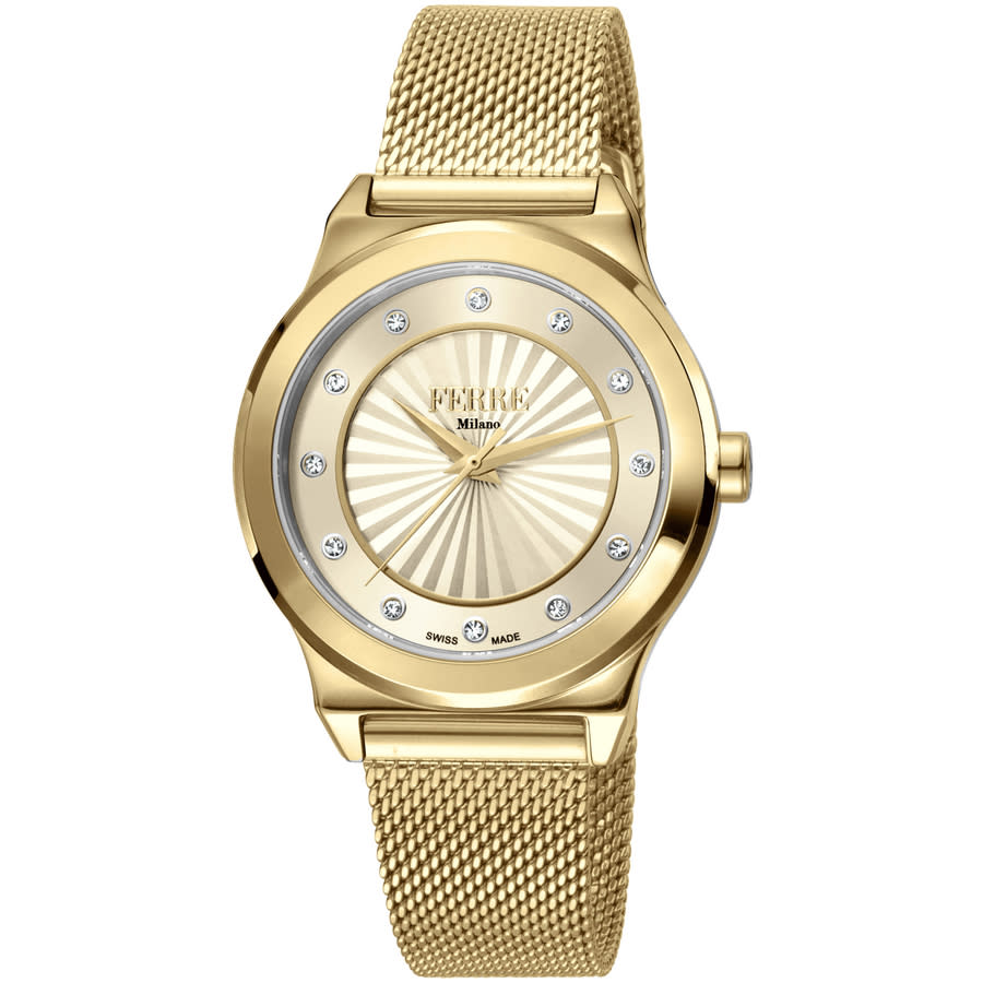 Shop Ferre Milano Classic Quartz Gold Dial Ladies Watch Fm1l125m0251 In Gold / Gold Tone / Yellow