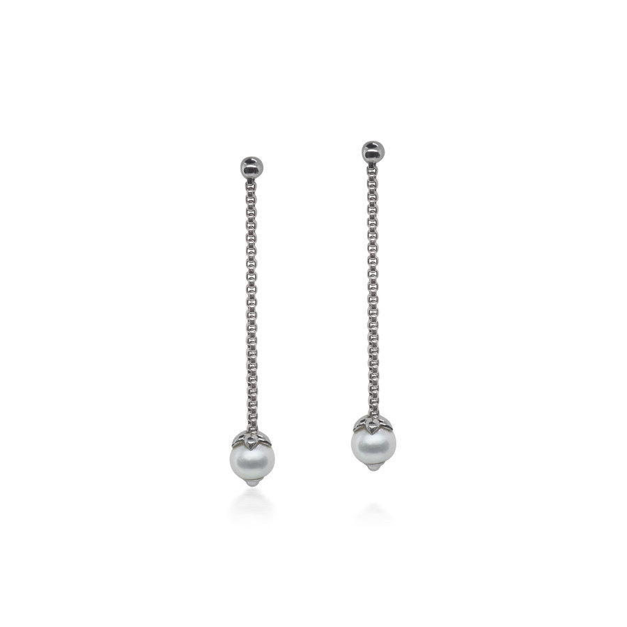 Alor Grey Chain Reaction Freshwater Pearl Drop Earrings