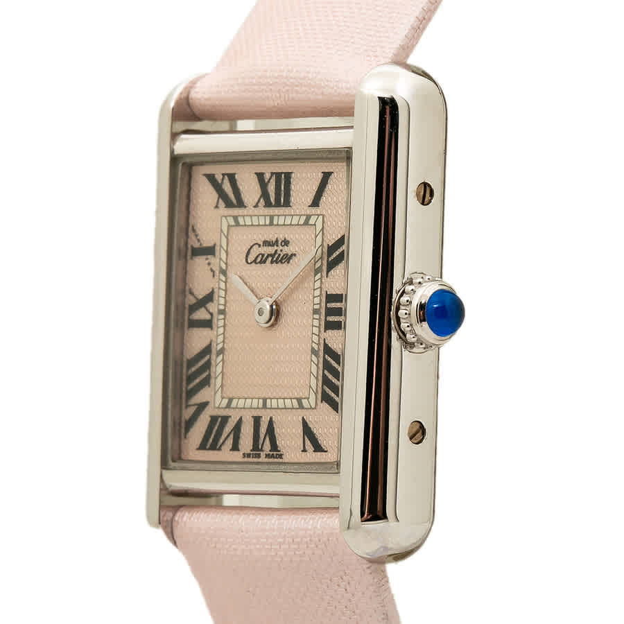 Shop Cartier Tank Pink Dial Ladies Watch 2416 In Pink / Silver