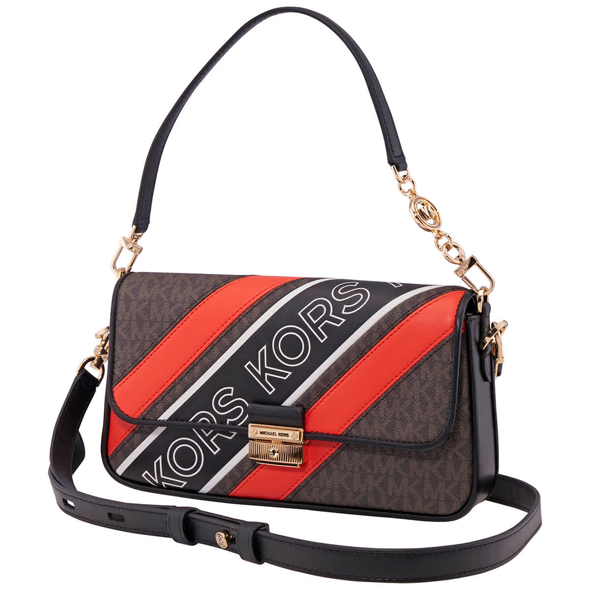 Michael Kors Small Bradshaw Signature Logo Stripe Convertible Shoulder Bag  30F1G2BL1B 194900725191 - Handbags - Jomashop