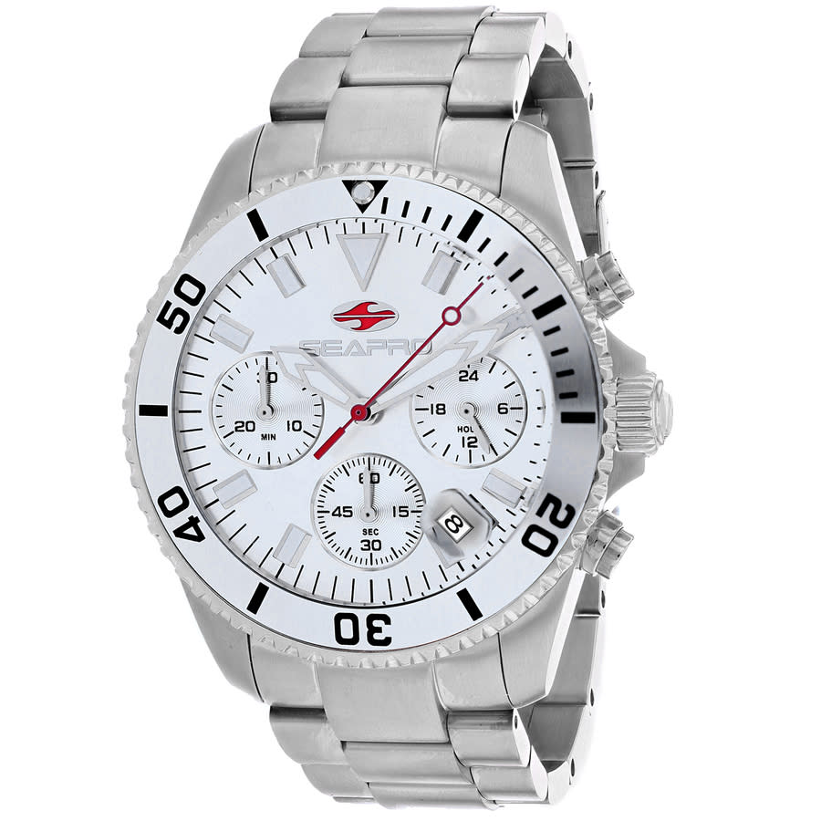 SEAPRO SEAPRO SCUBA 200 CHRONO SILVER-TONE DIAL MEN'S WATCH SP4350