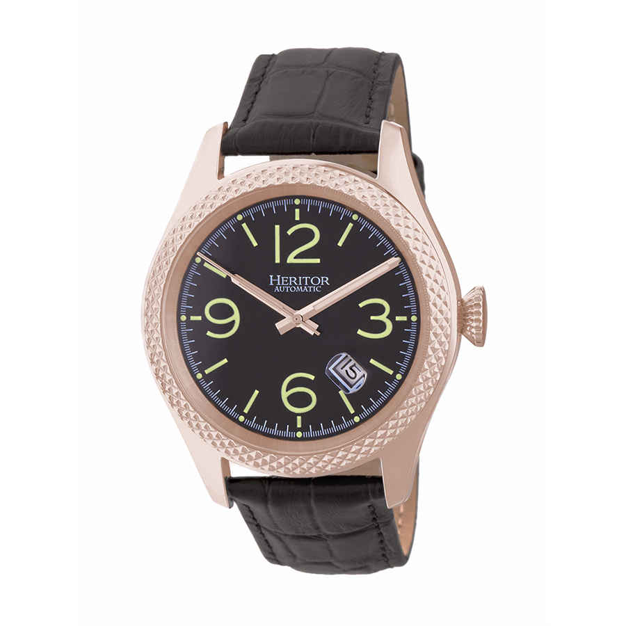 HERITOR BARNES AUTOMATIC BLACK DIAL MENS WATCH HR7106