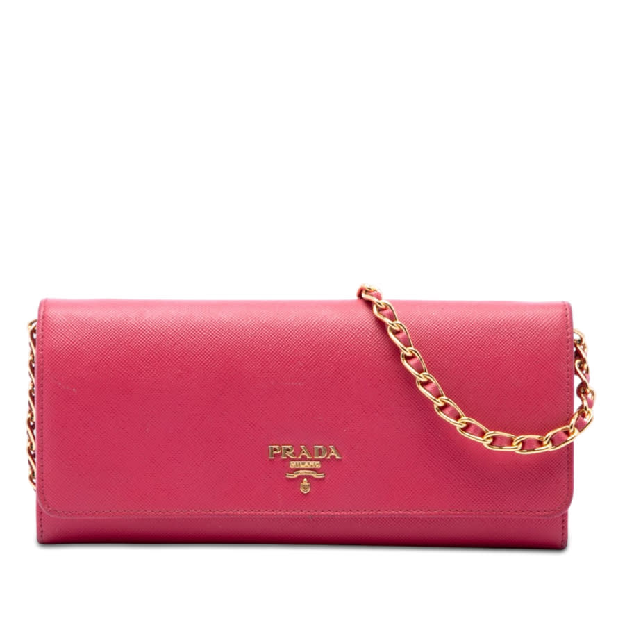 Pre-owned Prada Saffiano Wallet On Chain Ladies 8QR0HLS89P7V9K6T