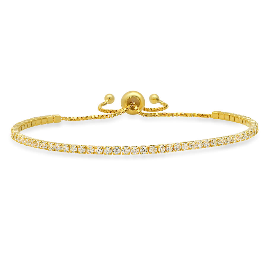 Kylie Harper Gold Over Silver Cubic Zirconia Cz Adjustable Bracelet In Gold-tone