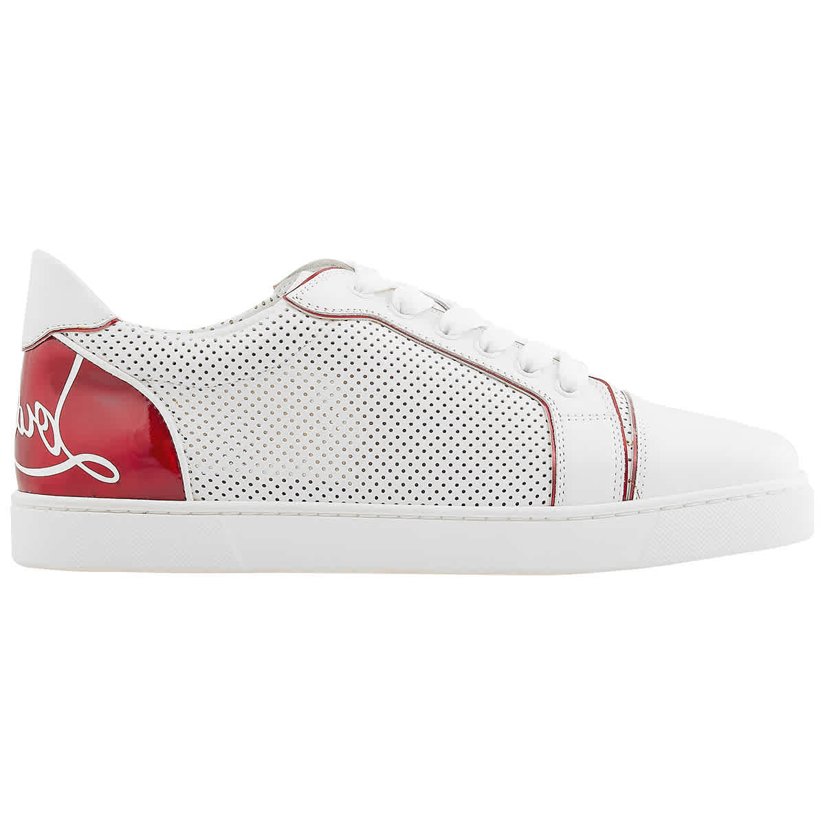 Christian Louboutin Fun Vieira Printed Pvc-trimmed Perforated Leather Sneakers In Rainbow,red,white