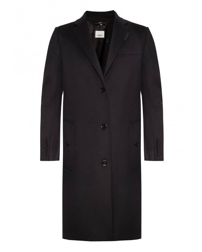 black wool tailored coat