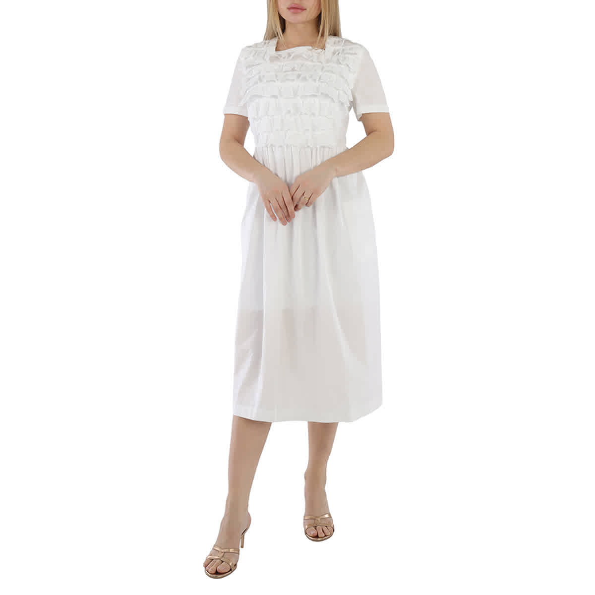 COMME DES GARÇONS COMME DES GARCONS GIRL WHITE RUFFLED COTTON-POPLIN DRESS