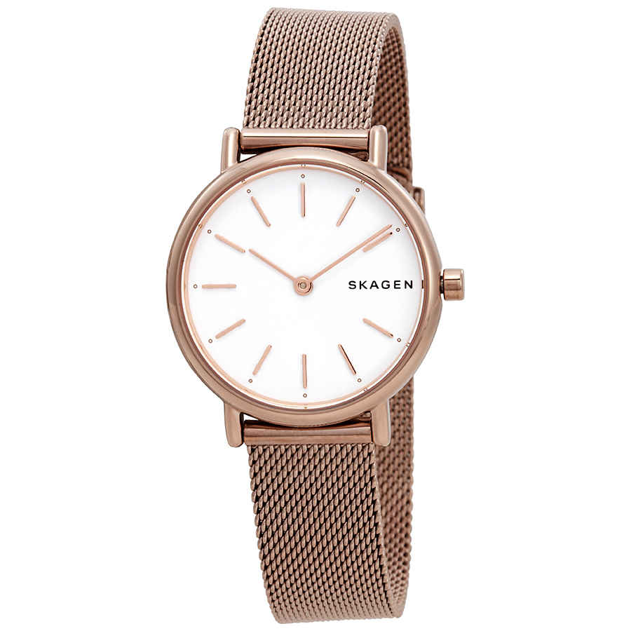 Skagen Signatur White Dial Ladies Watch Skw2694 In Gold Tone / Rose / Rose Gold Tone / White