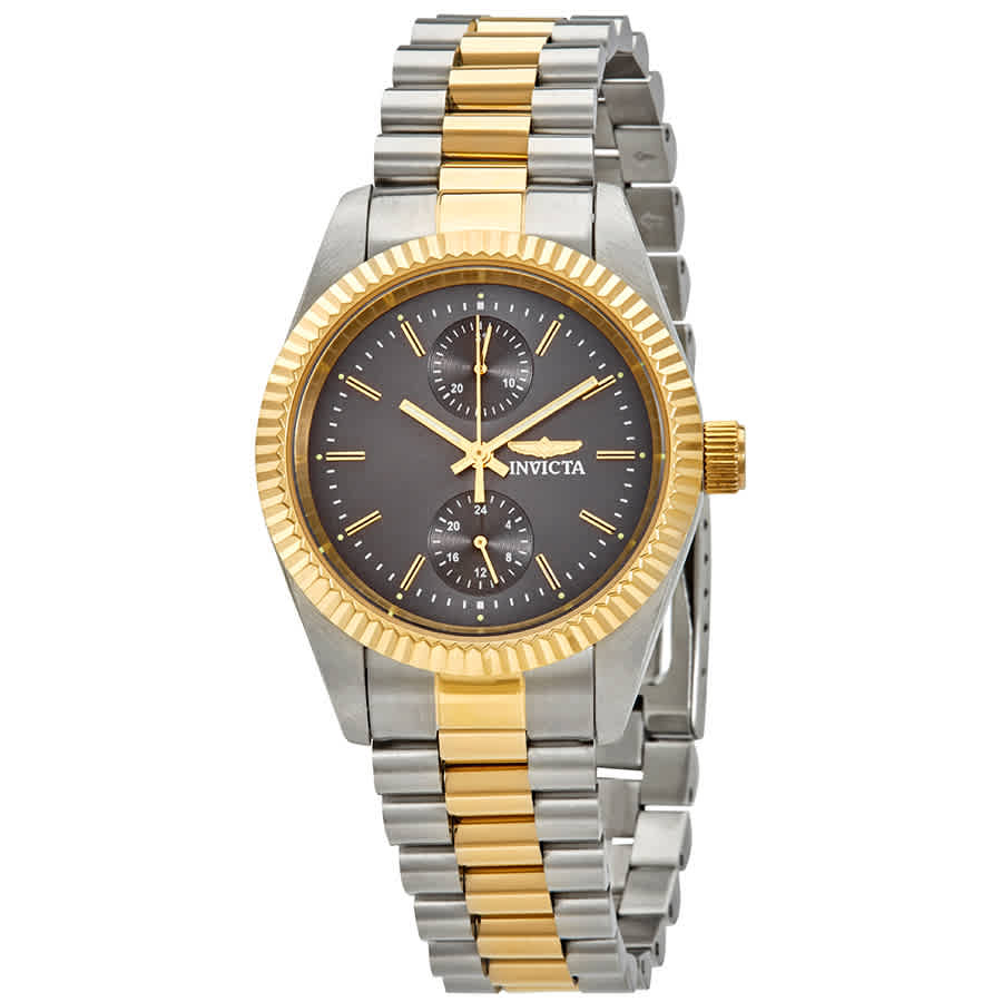 Click to view more detailed imagery on our partner's website Invicta Specialty Charcoal Dial Two-tone Ladies Watch 29439 In Gold Tone,grey,silver Tone,two Tone,yellow