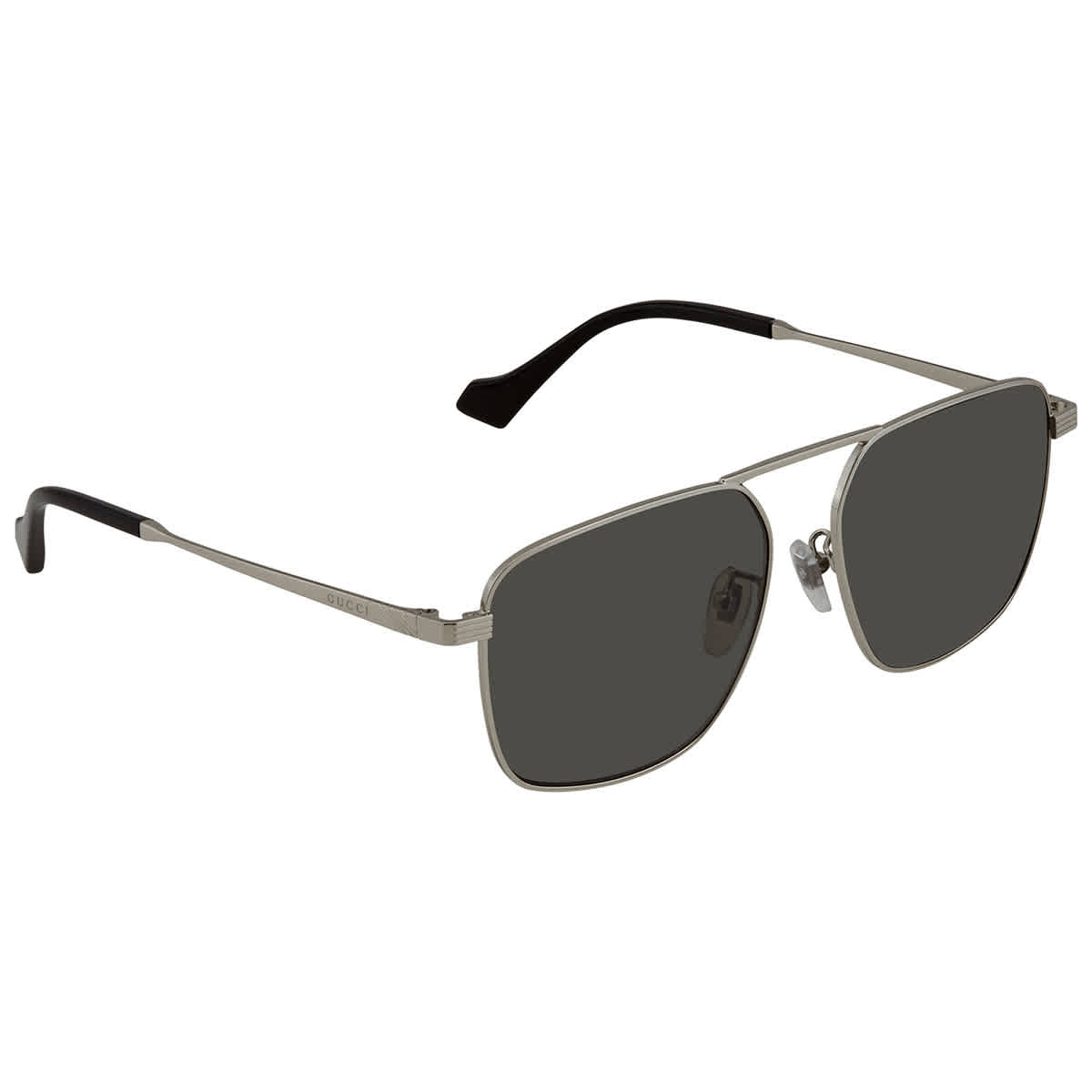 Gucci Grey Aviator Mens Sunglasses Gg0743s-005 57 In Grey,silver Tone
