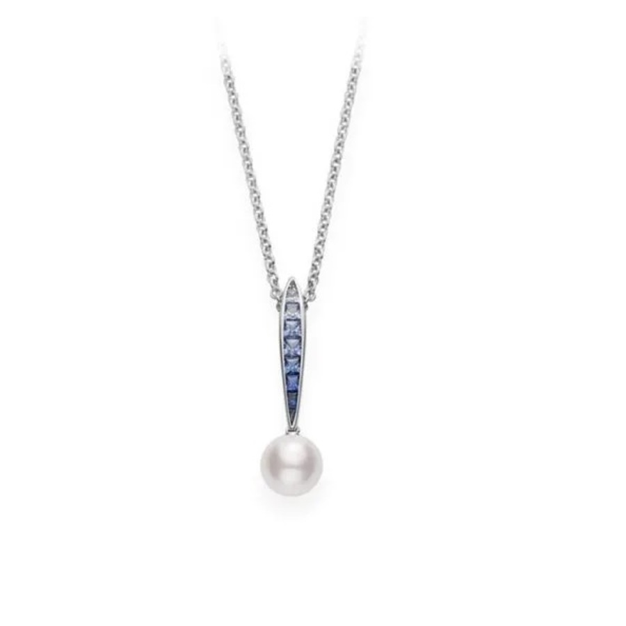 Mikimoto Akoya Cultured Pearl Ocean Pendant With Sapphire - Mpa10378asxw In White