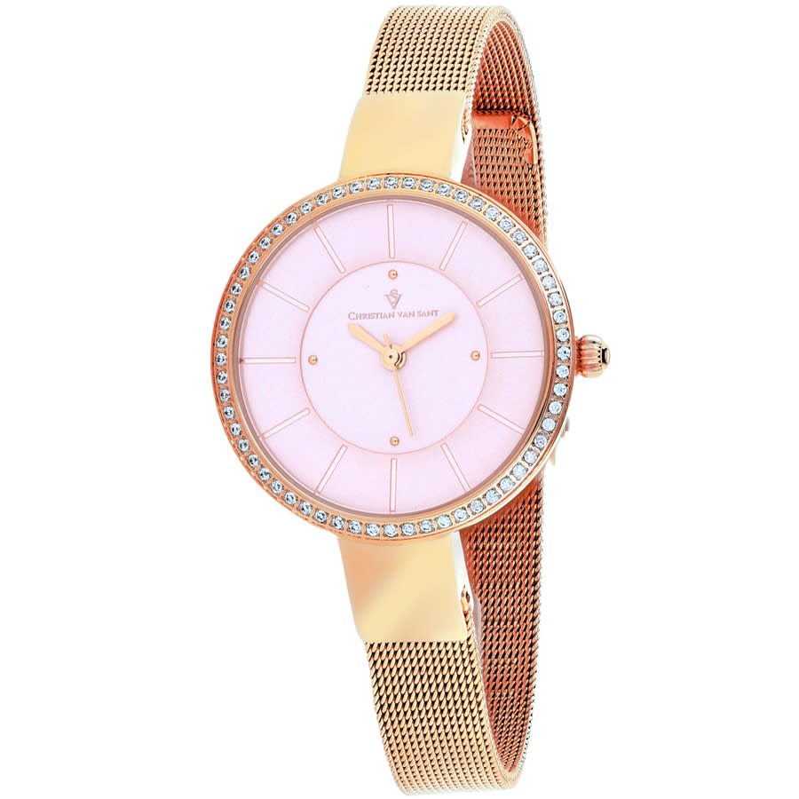 Christian Van Sant Reign Quartz Pink Dial Ladies Watch Cv0223 In Gold Tone / Pink / Rose / Rose Gold Tone