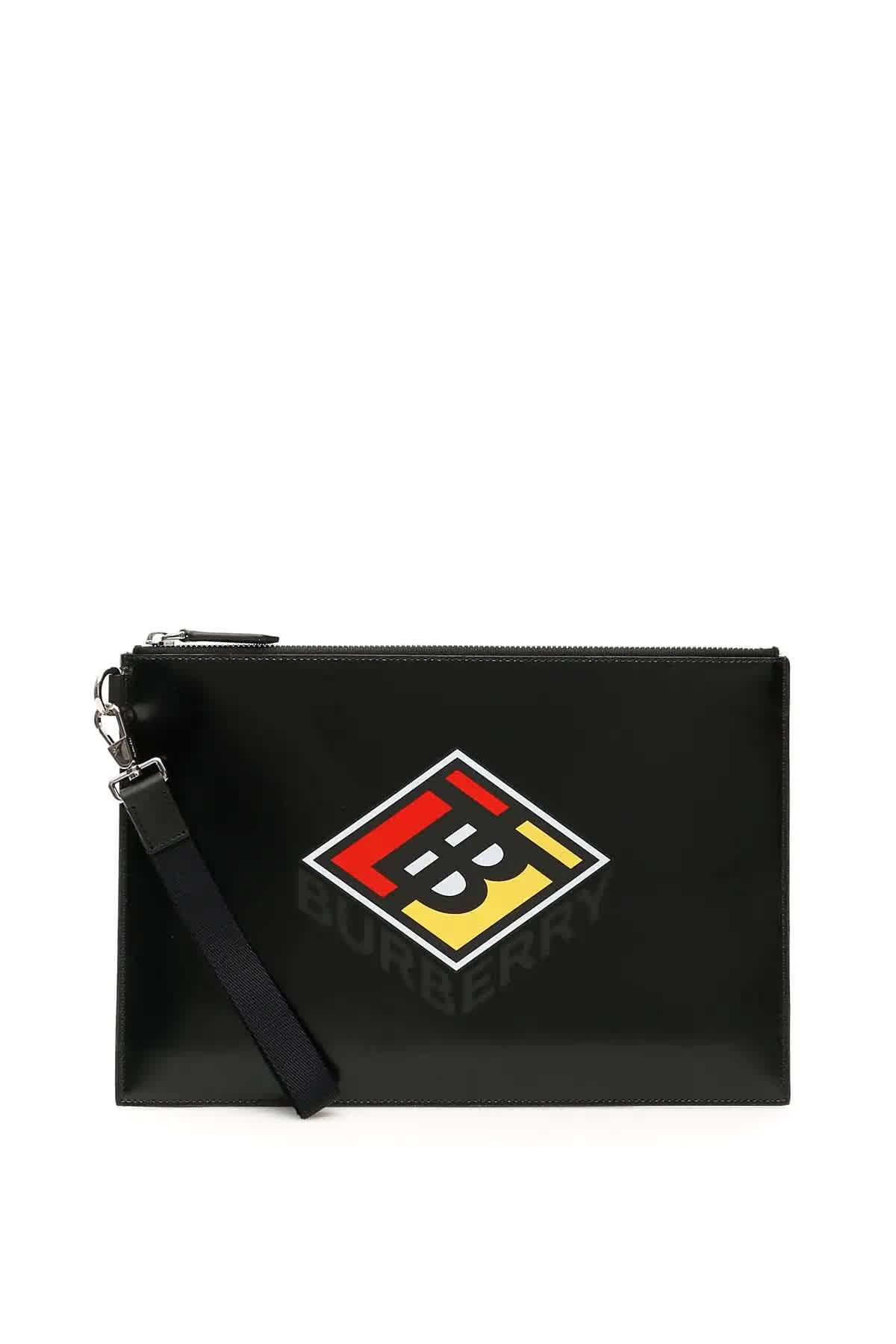 Burberry Black Logo Graphic Canvas Zip Pouch