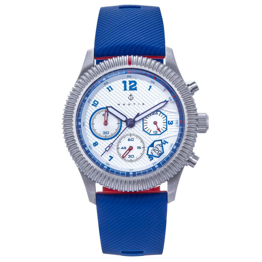 Nautis Meridian Chronograph Quartz White Dial Mens Watch Naun100-5 In Blue / Silver / White