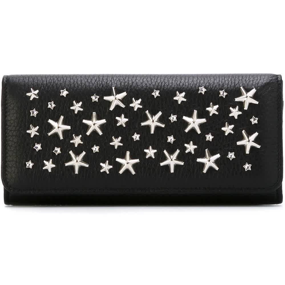 Jimmy Choo Nino Black Star Studs Long Wallet