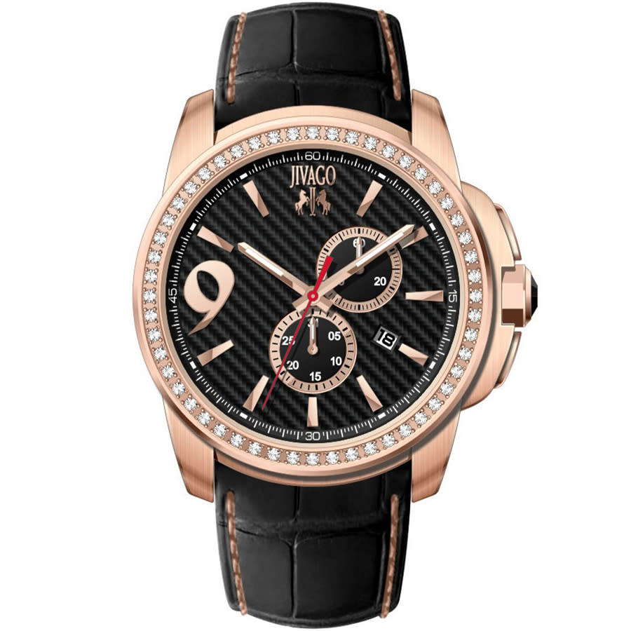 Click to view more detailed imagery on our partner's website Jivago Gliese Black Dial Black Leather Mens Watch Jv1530 In Black,gold Tone,pink,rose Gold Tone