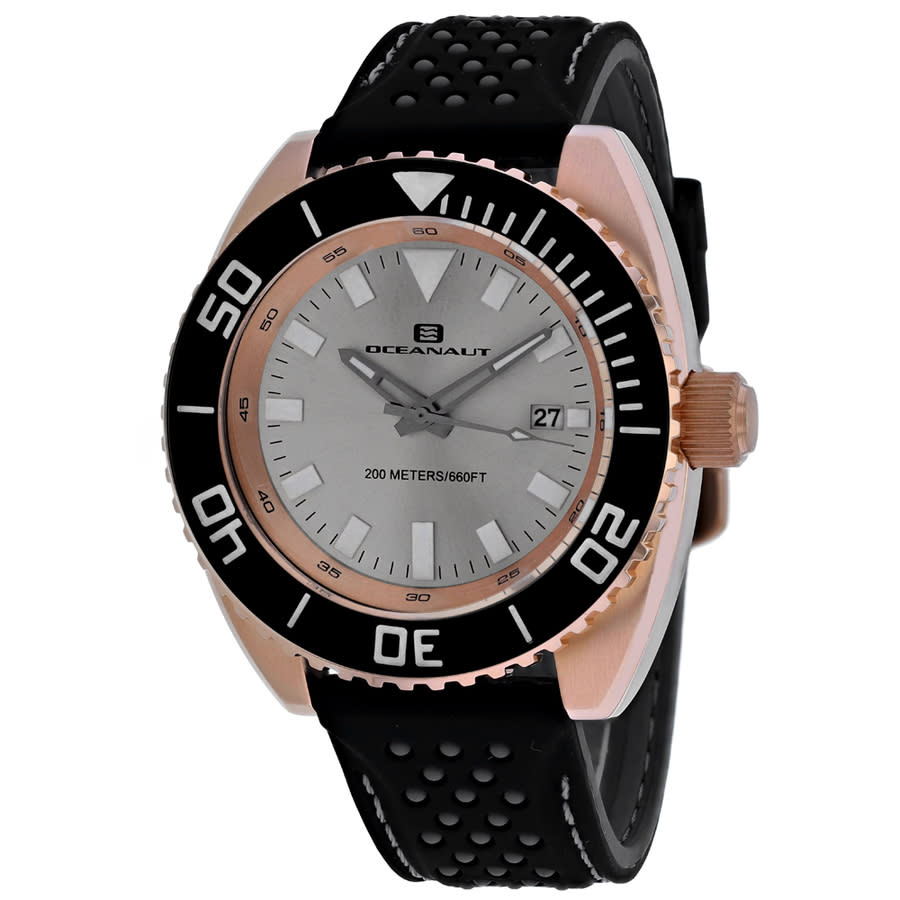 Oceanaut Submersion Quartz Silver Dial Mens Watch Oc0523 In Black / Gold Tone / Silver