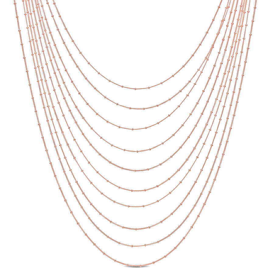 Amour Multi-strand Chain Necklace In 18k Rose Gold Plated Sterling Silver In Rose Gold-tone