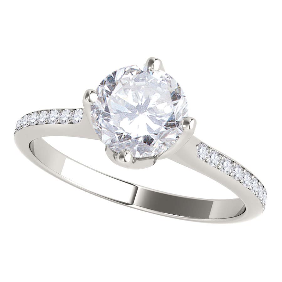 Click to view more detailed imagery on our partner's website Maulijewels 1.15 Carat Natural Round White Diamond ( H-i/ I1-i2 ) Solitaire Engagement Ring In 14k Solid White G In Gold Tone,white