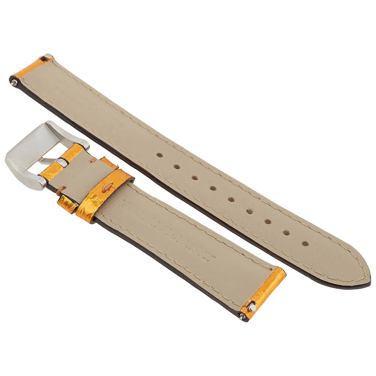 Shop Burberry Ladies 18 Mm Metallic Orange Leather Watch Band 3897538