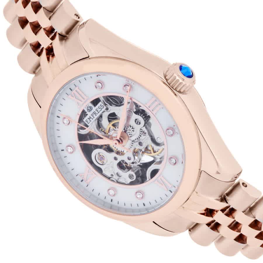 Shop Empress Magnolia White Dial Ladies Watch Empem3603 In Gold / Rose / Rose Gold / White