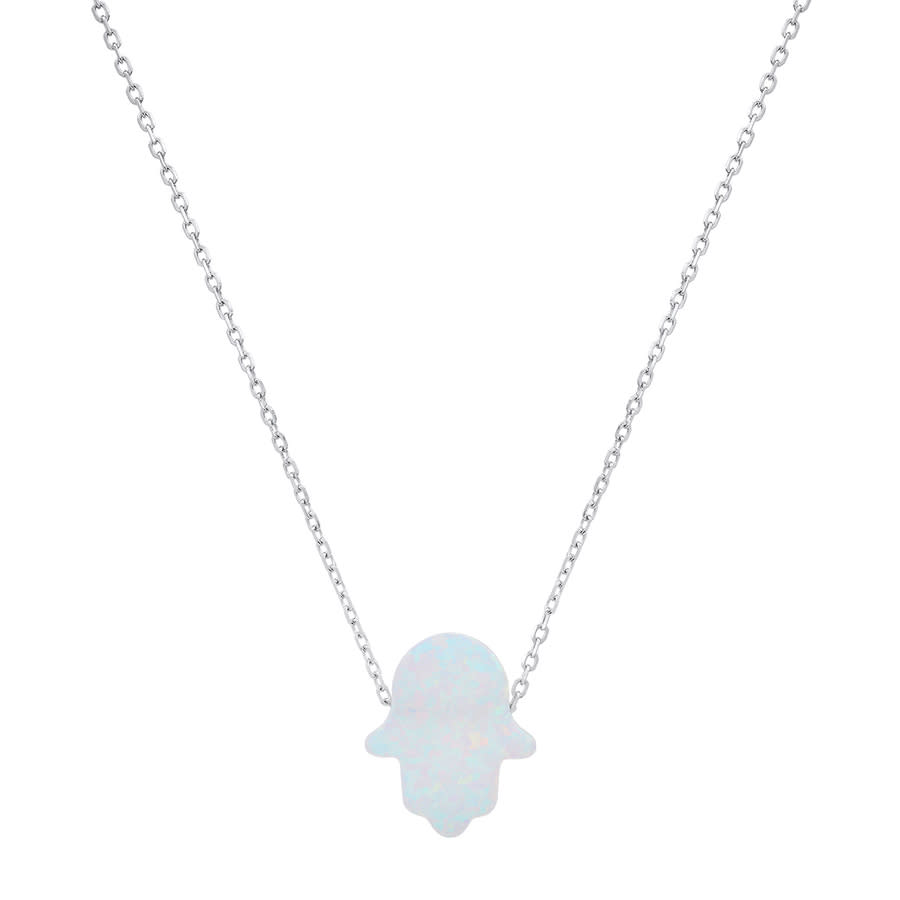 Kylie Harper Sterling Silver Opal Hamsa Necklace In Silver-tone