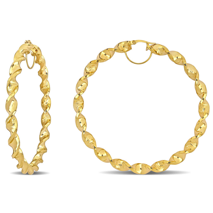 Amour 74mm Twisted Hoop Earrings In 14k Yellow Gold