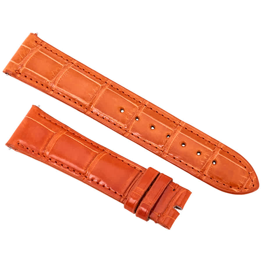 Hadley Roma 21 Mm Shiny Marin Alligator Leather Strap In Orange