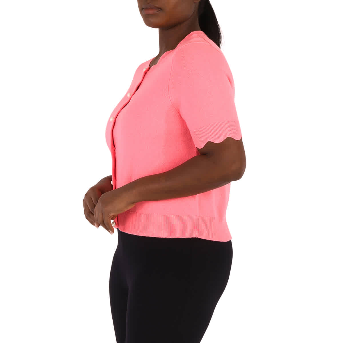 Marc Jacobs Peach Short Sleeved Cashmere Cardigan In Peach
