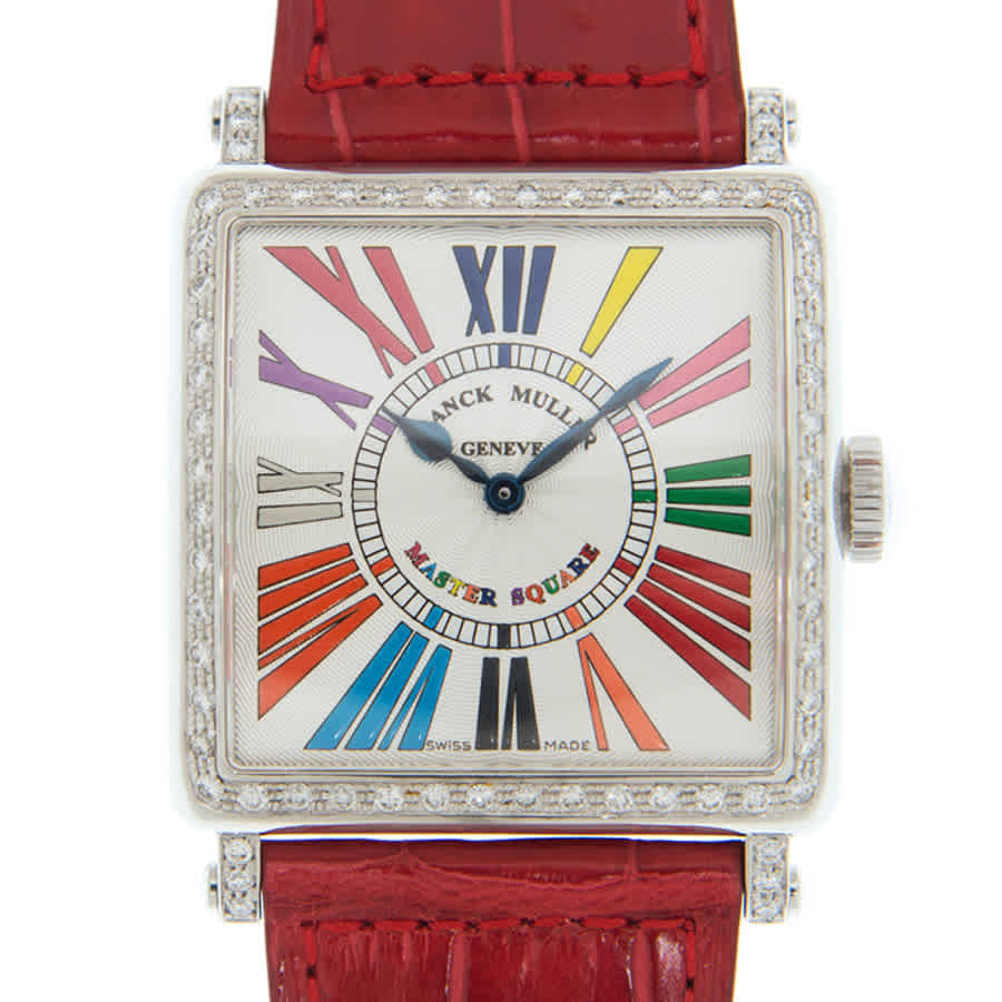 Shop Franck Muller Master Square Color Dreams Quartz Diamond White Dial Ladies Watch 6002hqzd1rcoldrm(ac) In Red   / White