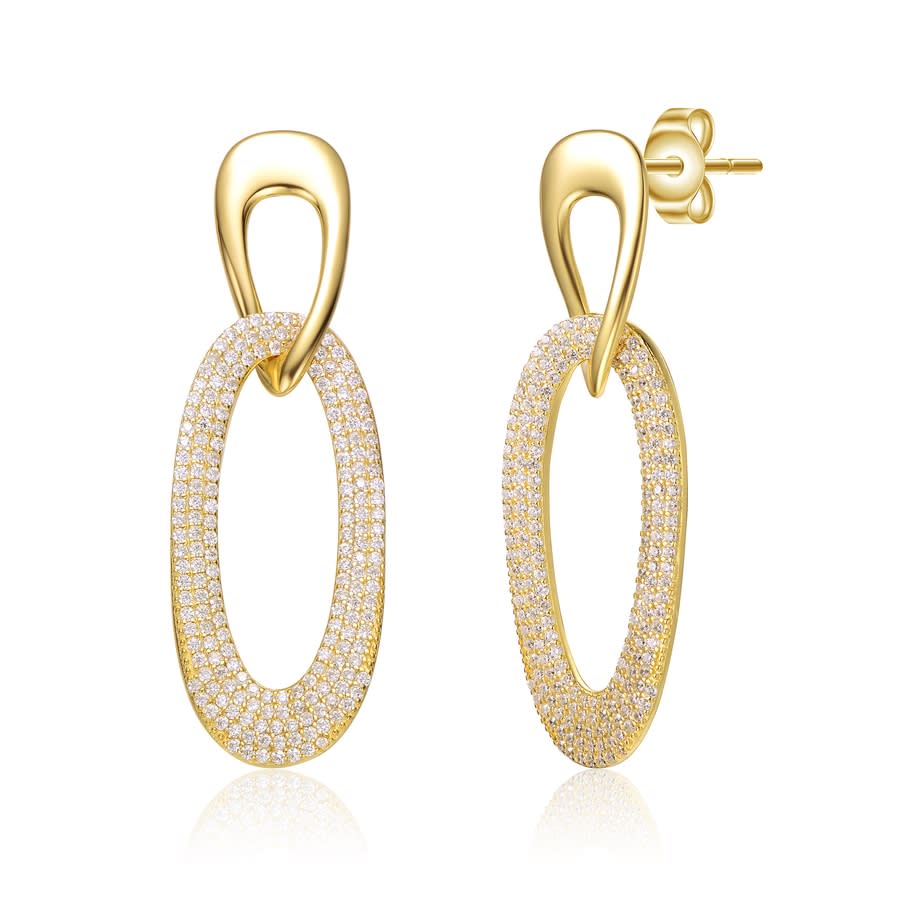 Rachel Glauber 14k Gold Plated Cubic Zirconia Drop Earrings In Gold-tone