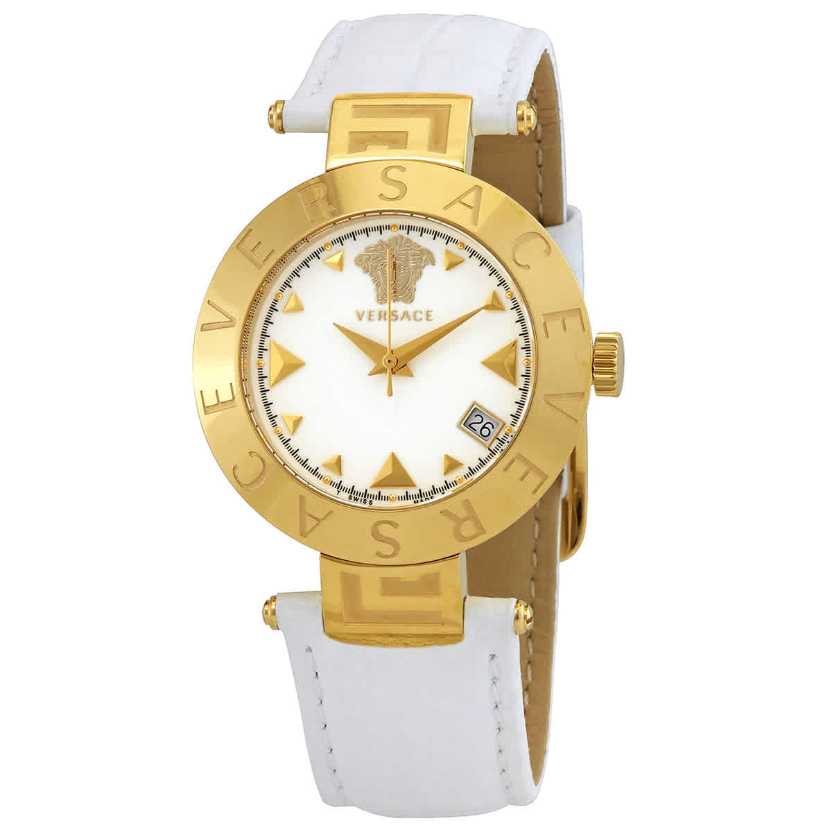 Versace Reve Quartz White Dial Ladies Watch Vews00218 In Gold Tone,white