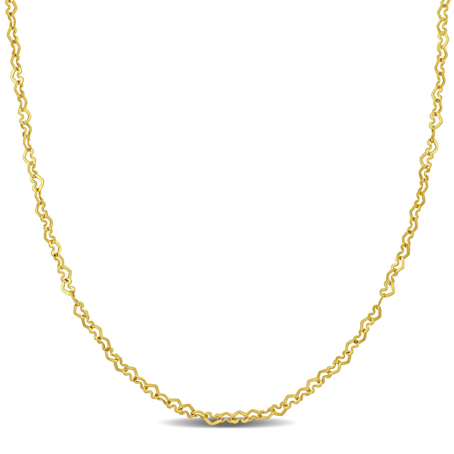 Amour 2mm Heart Link Necklace In 14k Yellow Gold - 18 In