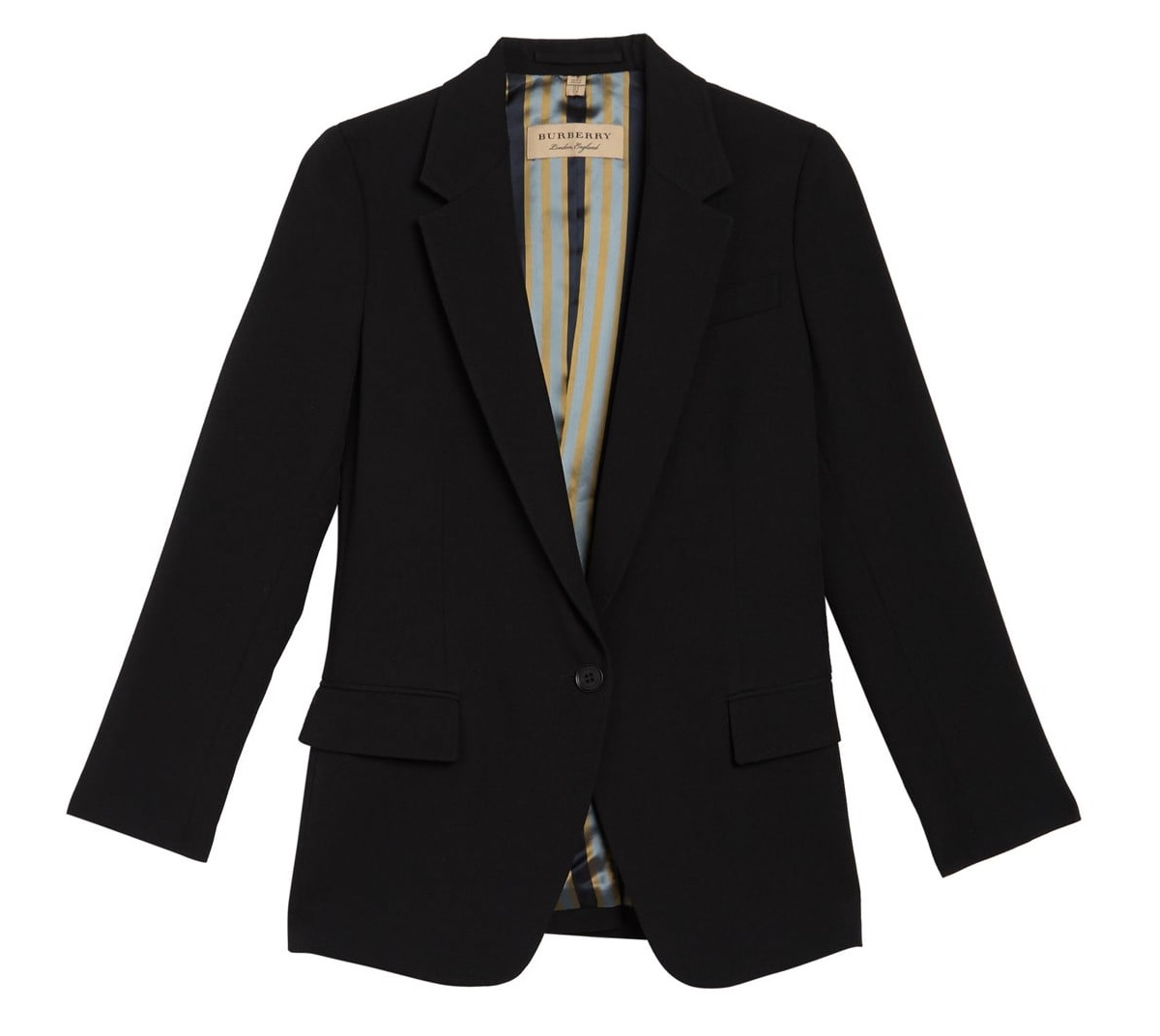 Burberry Slim Fit Topstitch Detail Wool Tailored Blazer Jacket, Brand Size 4 (us Size 2) In Black