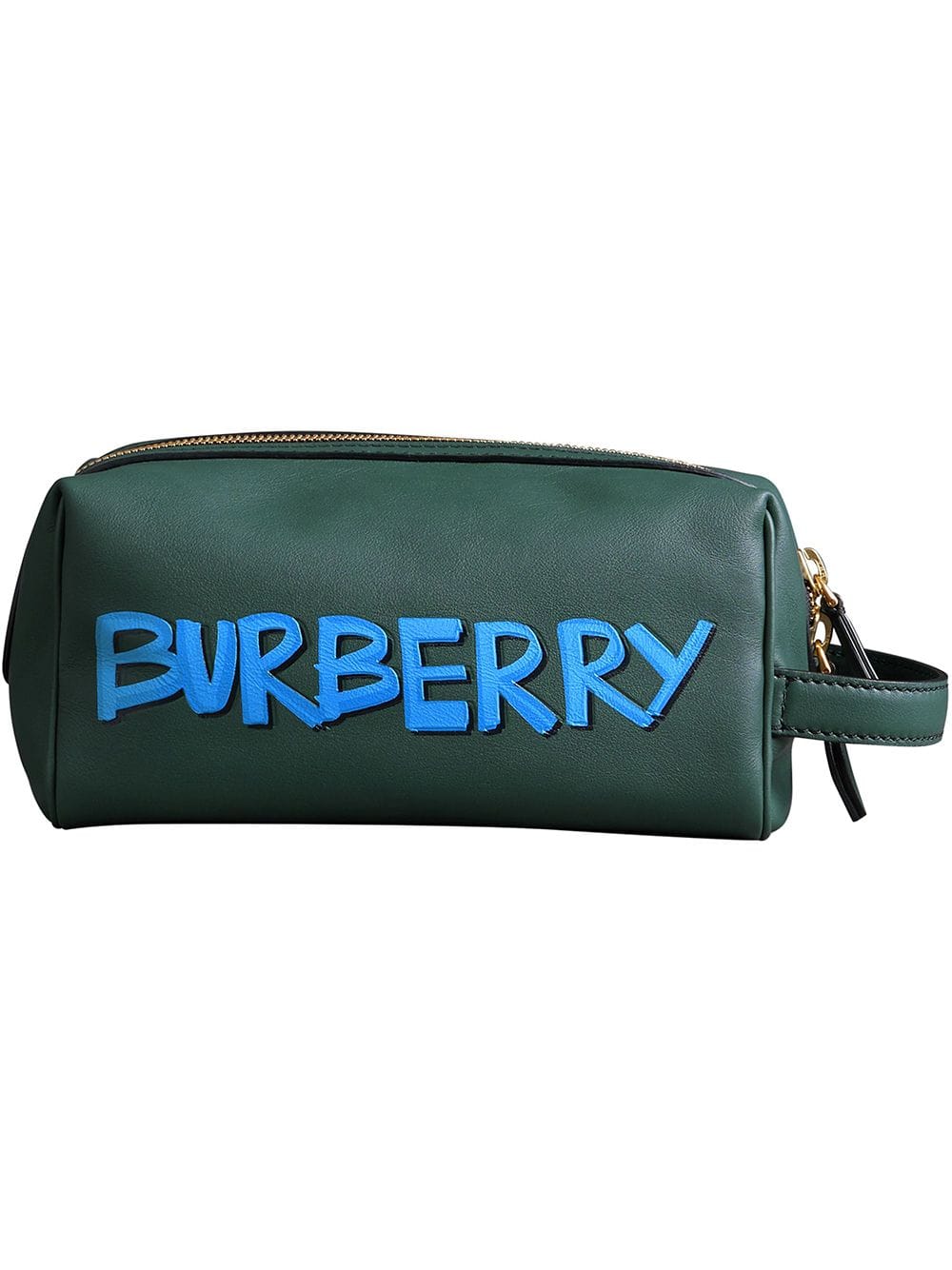 Burberry Mens Graffiti Print Leather Pouch In Green