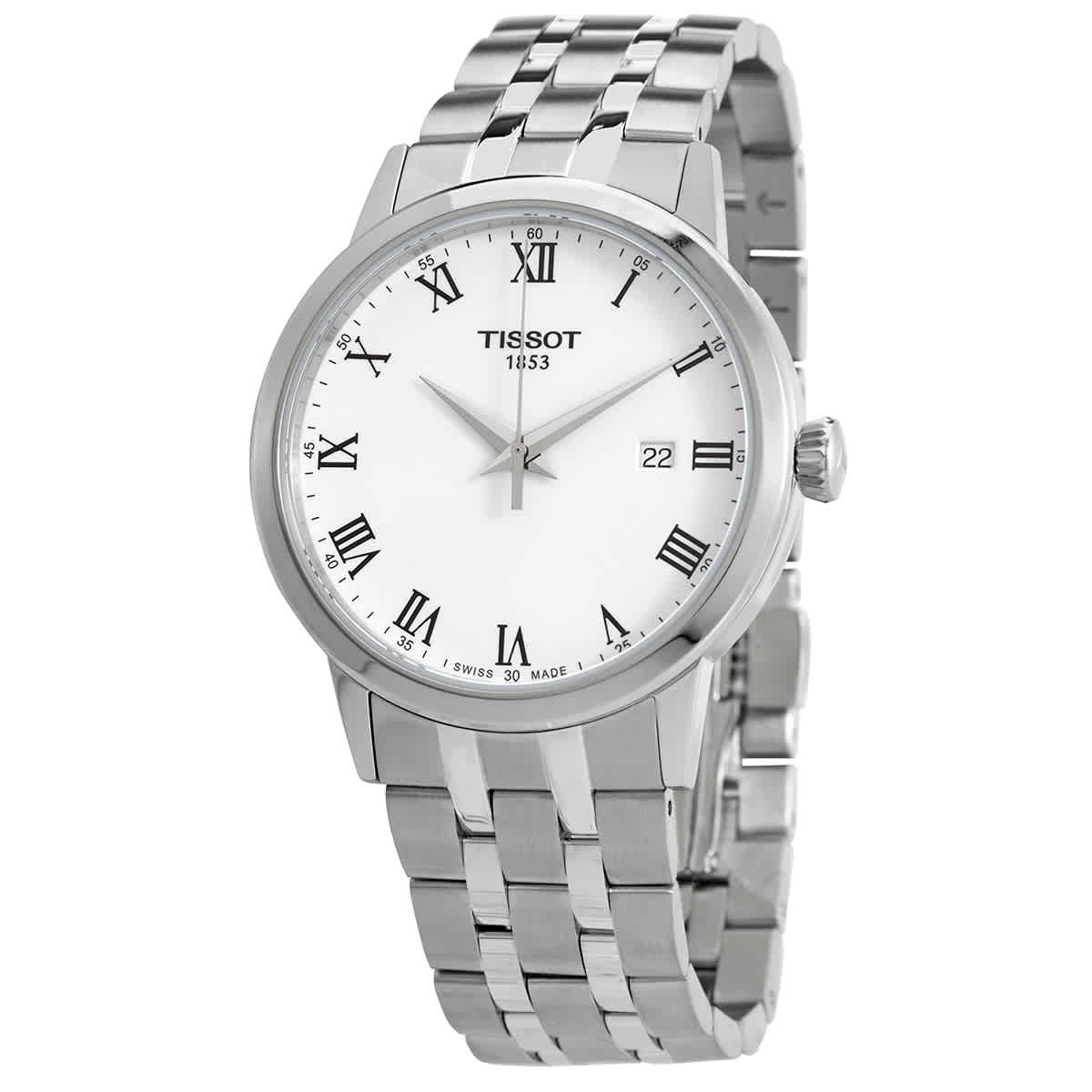 Tissot Men's Swiss Classic Dream Stainless Steel Bracelet Watch 42mm In White