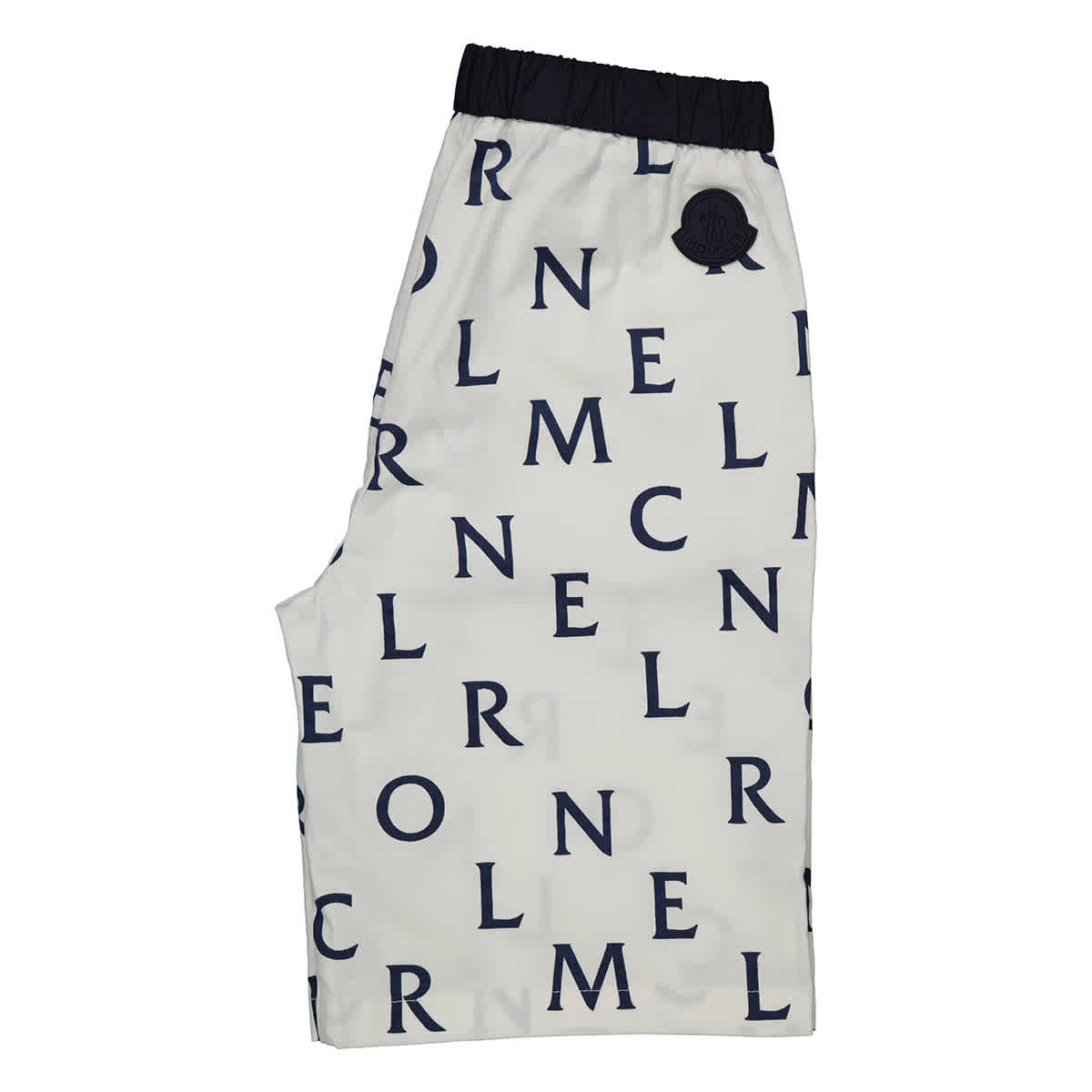 Shop Moncler Kids Natural Logo Print Bermuda Shorts