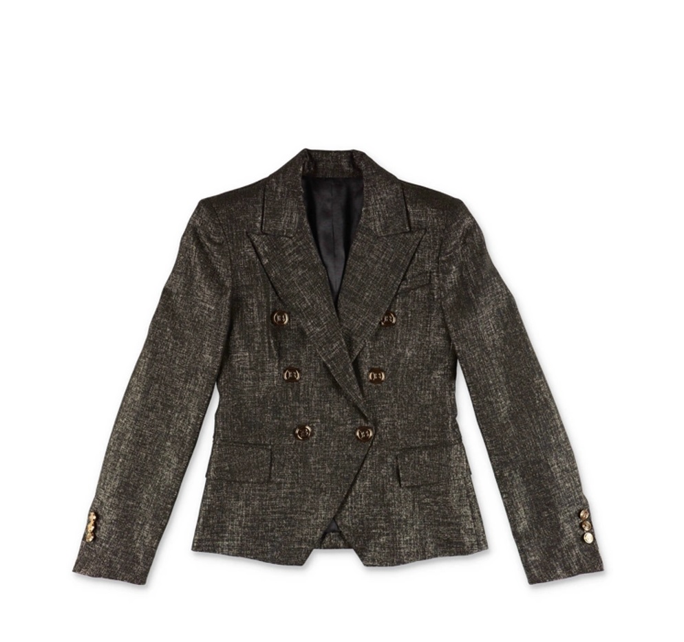 Balmain Kids Metallic-finish Double-breasted Blazer In N/a