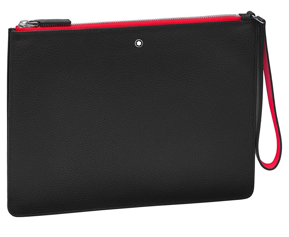 MONTBLANC UNISEX MEISTERSTUCK BLACK OFFICE POUCH IN SOFT GRAIN LEATHER