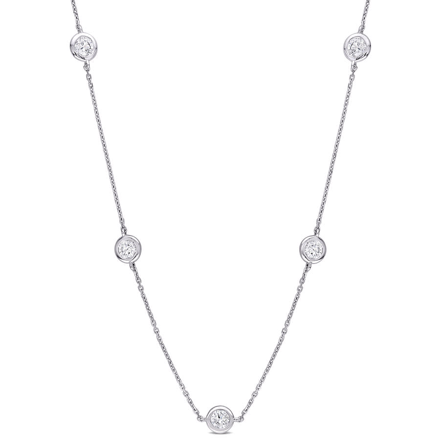 Amour 1 3/8 Ct Tw Diamond By The Yard Necklace In 14k White Gold